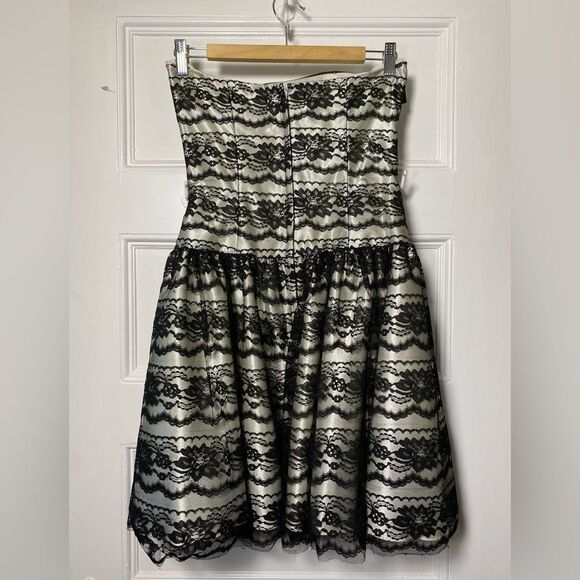 GUNNE SAX Jessica McClintock Strapless Floral Lace Overlay Prom Dress Sz 9 - Picture 7 of 13